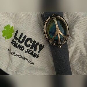 Vintage Rare Lucky Brand Peace Sign Mood Color Changing Ring Size 7